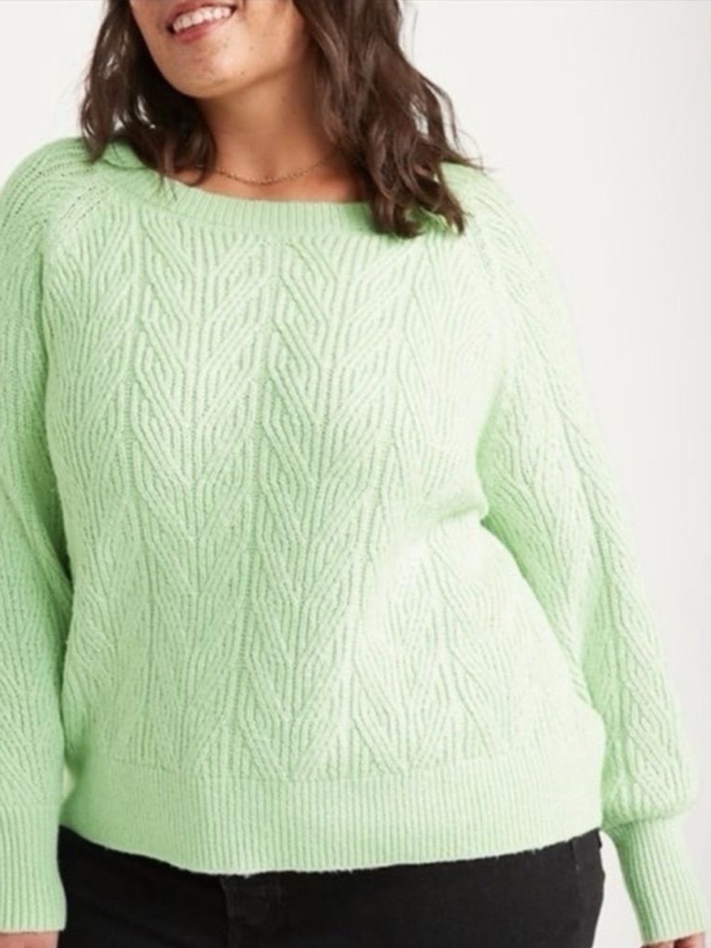 Old Navy Light Green Cable Knit Plus Size Sweater NWOT